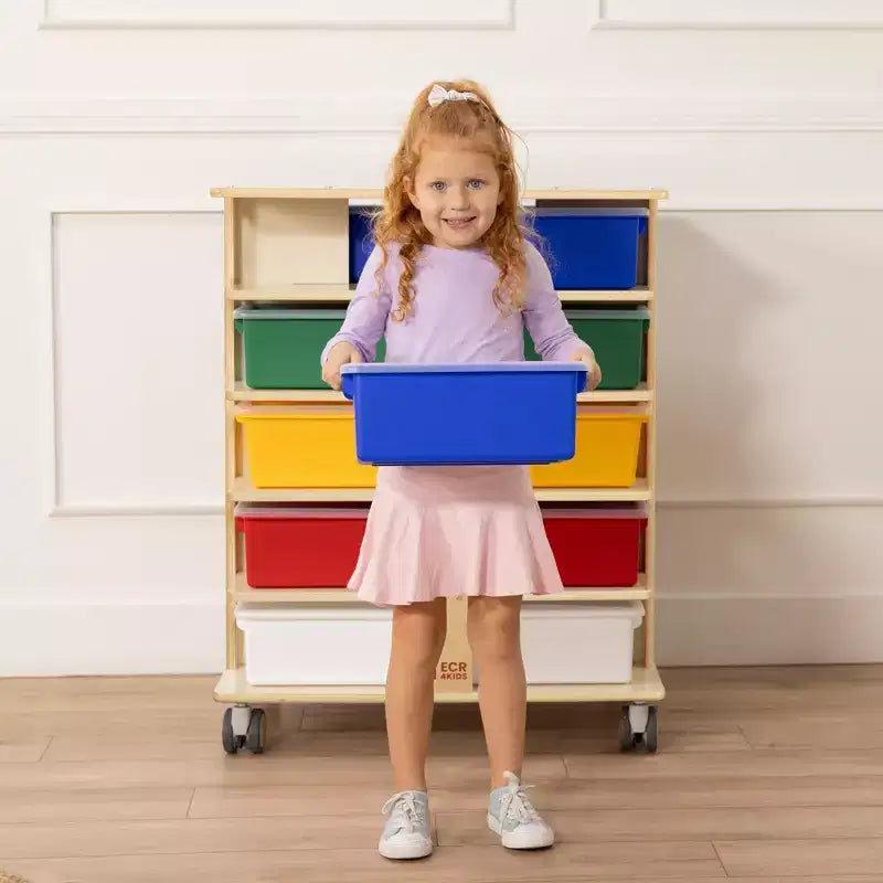 Tour de rangement mobile à 20 compartiments ECR4Kids et 20 bacs de rangement, 5x4, Meubles pour enfants