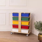 Tour de rangement mobile à 20 compartiments ECR4Kids et 20 bacs de rangement, 5x4, Meubles pour enfants