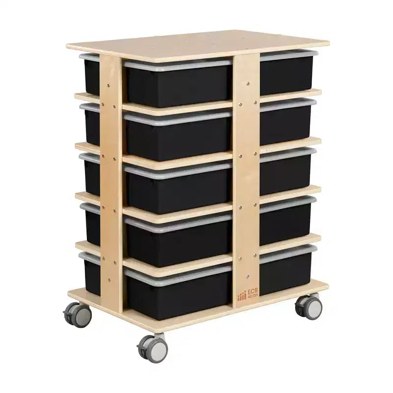 Tour de rangement mobile à 20 compartiments ECR4Kids et 20 bacs de rangement, 5x4, Meubles pour enfants
