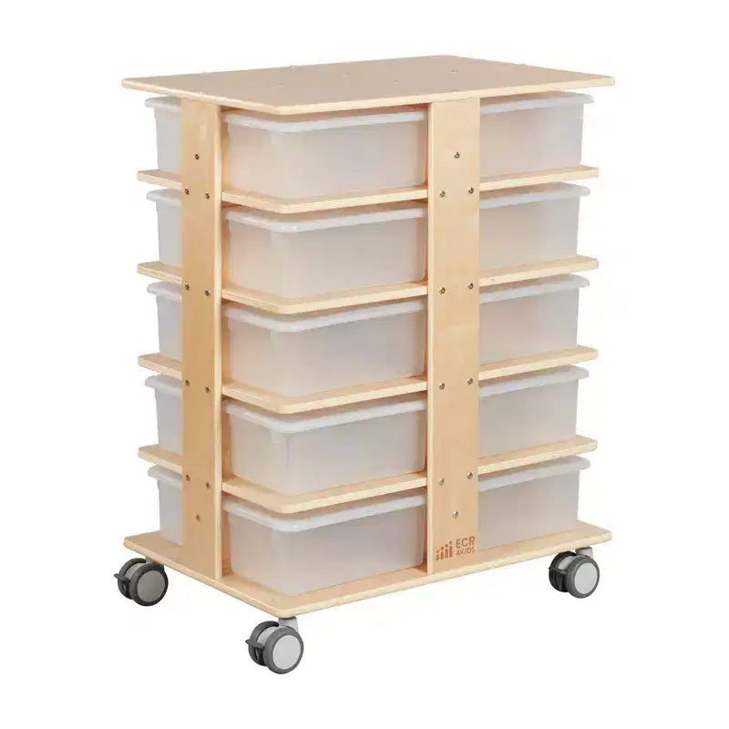 Tour de rangement mobile à 20 compartiments ECR4Kids et 20 bacs de rangement, 5x4, Meubles pour enfants