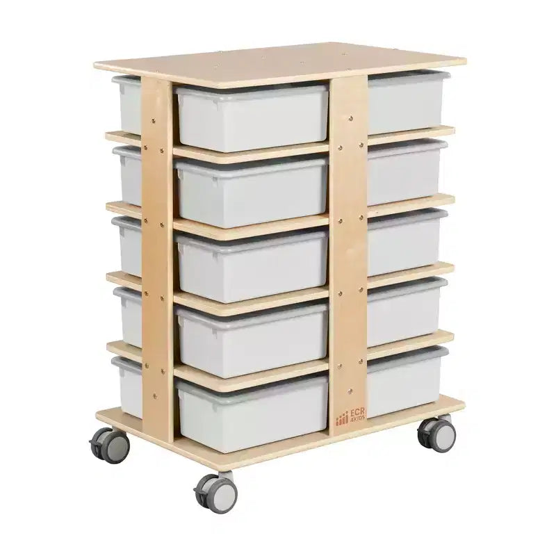 Tour de rangement mobile à 20 compartiments ECR4Kids et 20 bacs de rangement, 5x4, Meubles pour enfants