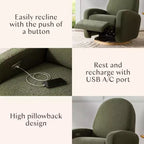 Fauteuil inclinable et pivotant Nami de Babyletto avec port USB
