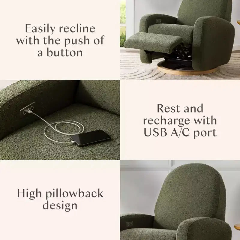 Fauteuil inclinable et pivotant Nami de Babyletto avec port USB