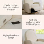 Fauteuil inclinable et pivotant Nami de Babyletto avec port USB