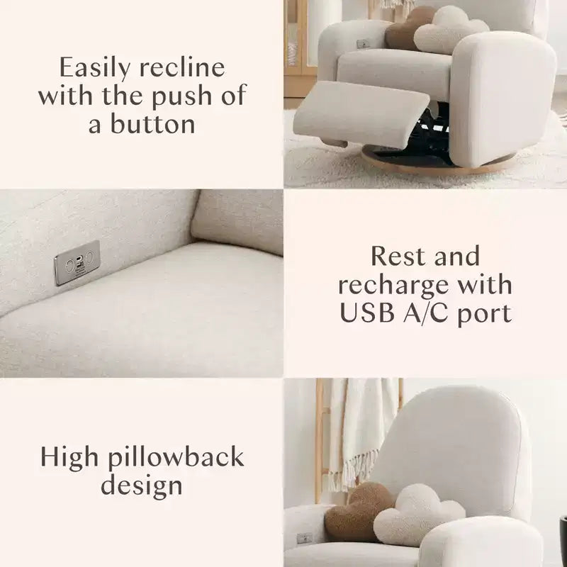Fauteuil inclinable et pivotant Nami de Babyletto avec port USB