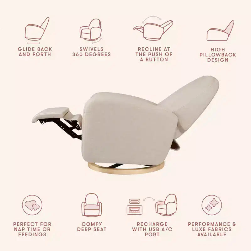Fauteuil inclinable et pivotant Nami de Babyletto avec port USB