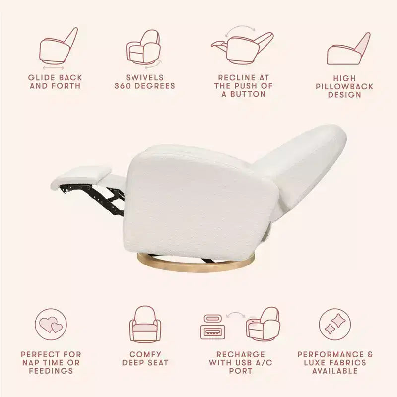 Fauteuil inclinable et pivotant Nami de Babyletto avec port USB