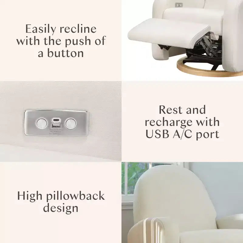 Fauteuil inclinable et pivotant Nami de Babyletto avec port USB