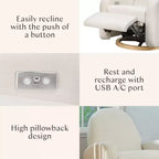 Fauteuil inclinable et pivotant Nami de Babyletto avec port USB