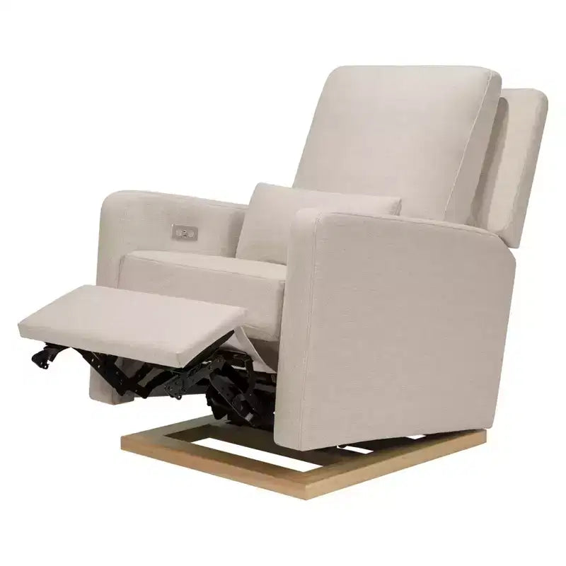 Fauteuil inclinable et planeur électronique Babyletto Sigi avec port USB | Base en bois clair