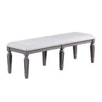 Banc de salle à manger Royal Hampton avec pieds tournés, bois gris et tissu de 64 pouces