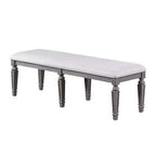 Banc de salle à manger Royal Hampton avec pieds tournés, bois gris et tissu de 64 pouces