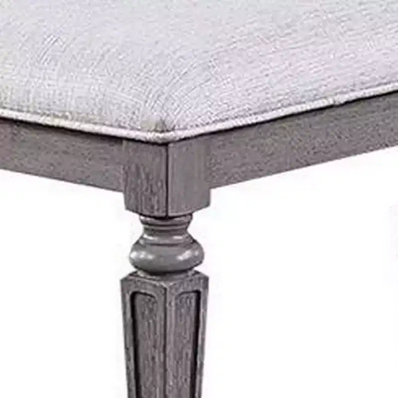 Banc de salle à manger Royal Hampton avec pieds tournés, bois gris et tissu de 64 pouces