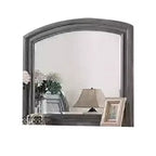 Miroir de commode Royal Hampton, cadre en pin gris, détails sculptés rustiques 36x42