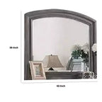 Miroir de commode Royal Hampton, cadre en pin gris, détails sculptés rustiques 36x42