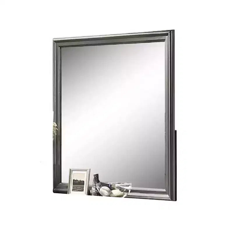 Miroir de commode Royal Hampton, gris foncé, cadre en bois massif carré de 96,5 cm