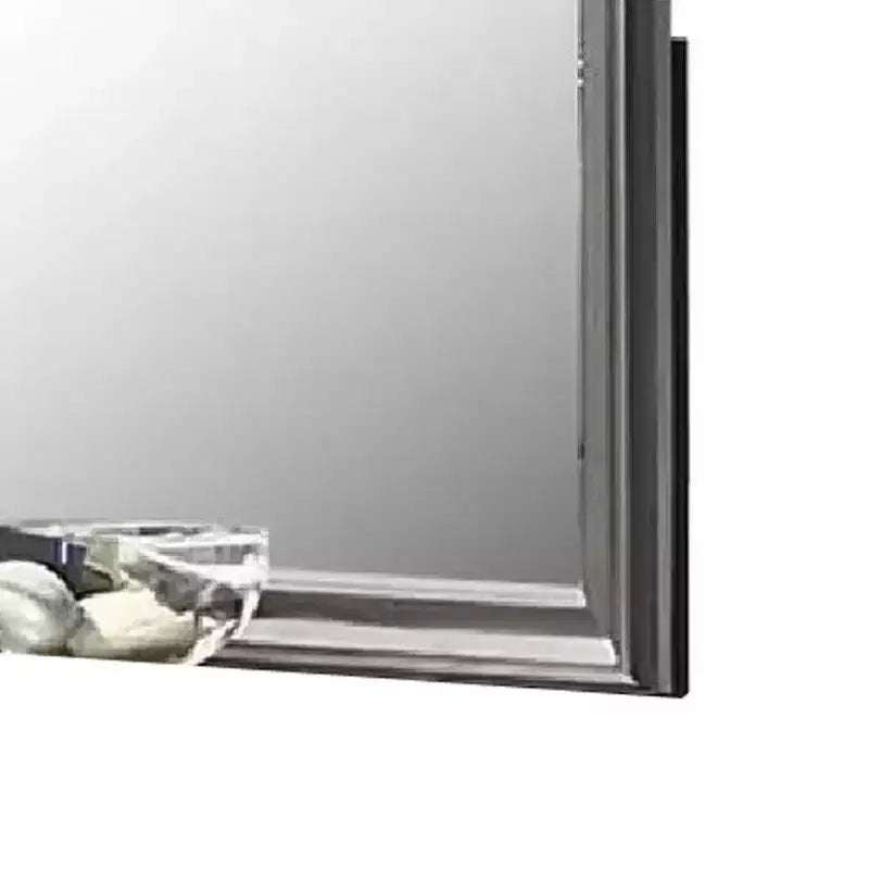 Miroir de commode Royal Hampton, gris foncé, cadre en bois massif carré de 96,5 cm