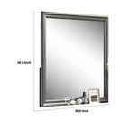 Miroir de commode Royal Hampton, gris foncé, cadre en bois massif carré de 96,5 cm