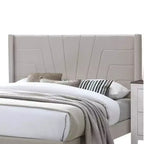 Lit Queen Size Royal Hampton avec tête de lit capitonnée, revêtement en toile de jute marron, bois
