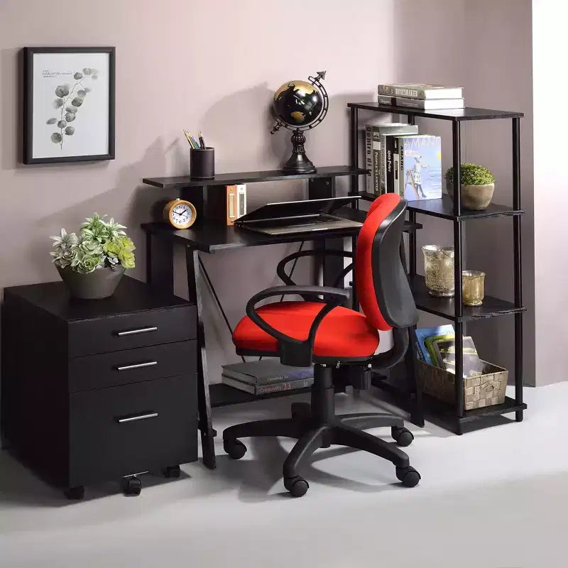 HomeStock 71 H. Étagères verticales en MDF noir (panneau de fibres à densité moyenne) à 5 niveaux