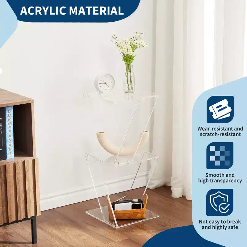 Étagère à livres en acrylique à 3 niveaux en forme d'arbre, étagère murale transparente, étagère polyvalente pour salon, salle de bain, organisateur de présentation de bureau