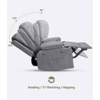 Fauteuil inclinable manuel surdimensionné avec vibrations apaisantes et chaleur lombaire, fauteuil large avec porte-gobelets pour le salon