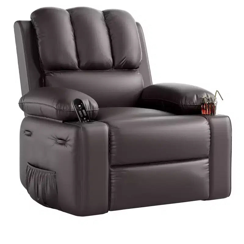Fauteuil inclinable manuel surdimensionné avec vibrations apaisantes et chaleur lombaire, fauteuil large avec porte-gobelets pour le salon