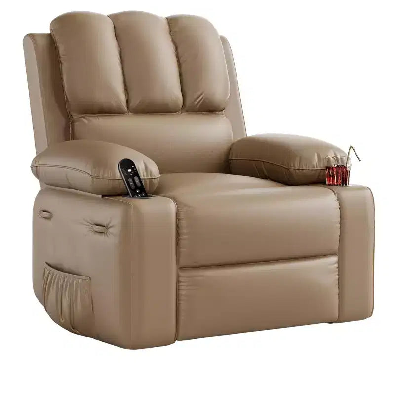 Fauteuil inclinable manuel surdimensionné avec vibrations apaisantes et chaleur lombaire, fauteuil large avec porte-gobelets pour le salon