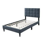 Lit jumeau Royal Hampton, revêtement en lin gris anthracite touffeté couleur biscuit doux
