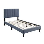 Lit double Royal Hampton, revêtement en lin gris anthracite doux capitonné