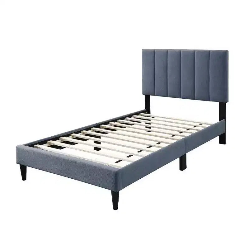 Lit double Royal Hampton, revêtement en lin gris anthracite doux capitonné