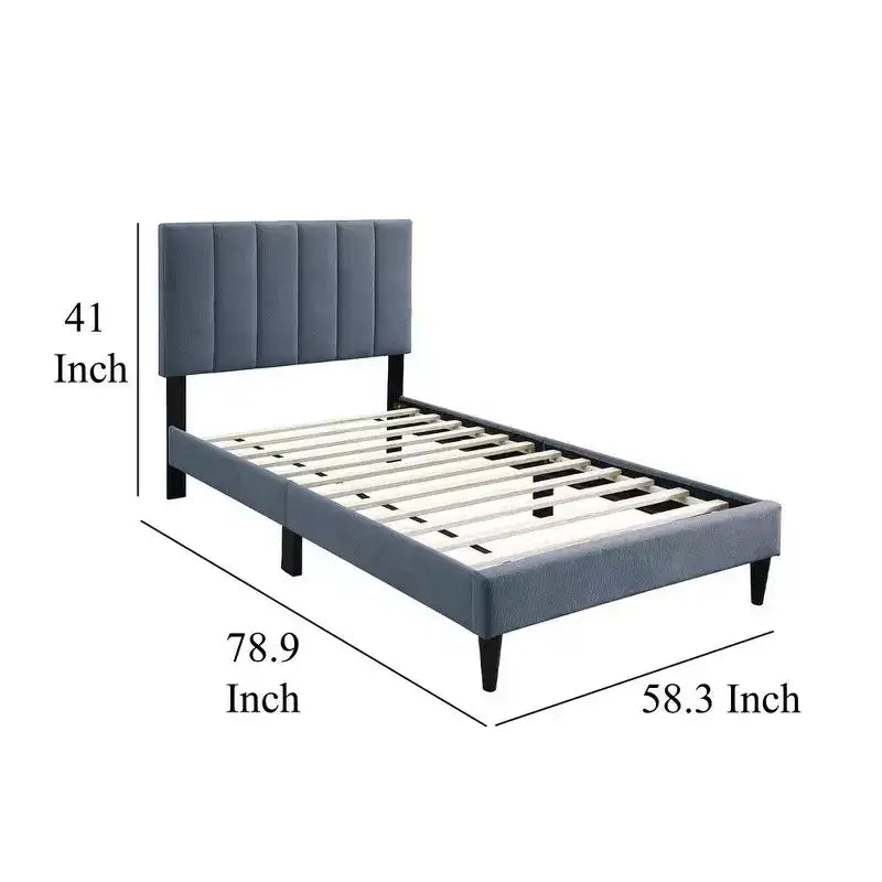 Lit double Royal Hampton, revêtement en lin gris anthracite doux capitonné