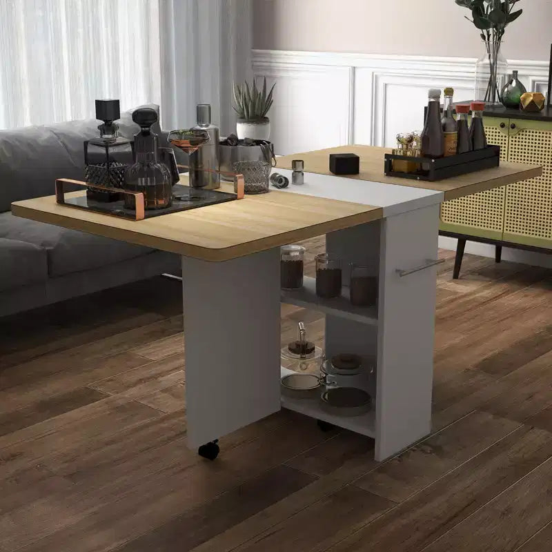 Table à manger pliante GustoWave peu encombrante avec rangement à 2 niveaux - Extensible, rectangulaire, pour la cuisine ou le bureau
