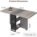 Table à manger pliante GustoWave peu encombrante avec rangement à 2 niveaux - Extensible, rectangulaire, pour la cuisine ou le bureau