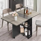 Table à manger pliante GustoWave peu encombrante avec rangement à 2 niveaux - Extensible, rectangulaire, pour la cuisine ou le bureau