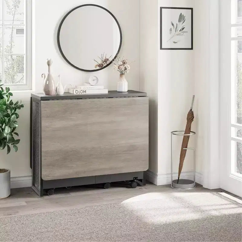Table à manger pliante GustoWave peu encombrante avec rangement à 2 niveaux - Extensible, rectangulaire, pour la cuisine ou le bureau