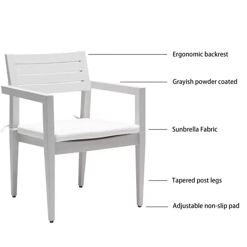 Lot de 4 chaises de salle à manger, tabourets de salle à manger d'extérieur en aluminium, pieds coniques, convient pour les cours, les balcons et les jardins