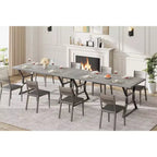 Table à manger rectangulaire pour 6 personnes, tables de cuisine avec pieds en métal extra robustes, gris