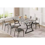 Table à manger rectangulaire pour 6 personnes, tables de cuisine avec pieds en métal extra robustes, gris