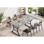 Table à manger rectangulaire pour 6 personnes, tables de cuisine avec pieds en métal extra robustes, gris