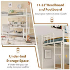Lit mezzanine jumeau COZONY avec échelle réglable, cadre en métal robuste de 180 kg, rambarde de sécurité