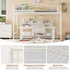 Lit mezzanine jumeau COZONY avec échelle réglable, cadre en métal robuste de 180 kg, rambarde de sécurité