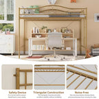 Lit mezzanine jumeau COZONY avec échelle réglable, cadre en métal robuste de 180 kg, rambarde de sécurité