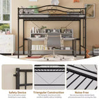 Lit mezzanine jumeau COZONY avec échelle réglable, cadre en métal robuste de 180 kg, rambarde de sécurité