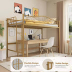 Lit mezzanine jumeau COZONY avec échelle réglable, cadre en métal robuste de 180 kg, rambarde de sécurité
