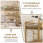 Lit mezzanine jumeau COZONY avec échelle réglable, cadre en métal robuste de 180 kg, rambarde de sécurité