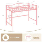 Lit mezzanine jumeau COZONY avec échelle réglable, cadre en métal robuste de 180 kg, rambarde de sécurité