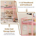 Lit mezzanine jumeau COZONY avec échelle réglable, cadre en métal robuste de 180 kg, rambarde de sécurité