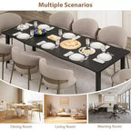 Table à manger avec bord irrégulier ondulé, plateau en MDF de 15 mm d'épaisseur et cadre en métal, pour cuisine, marbre