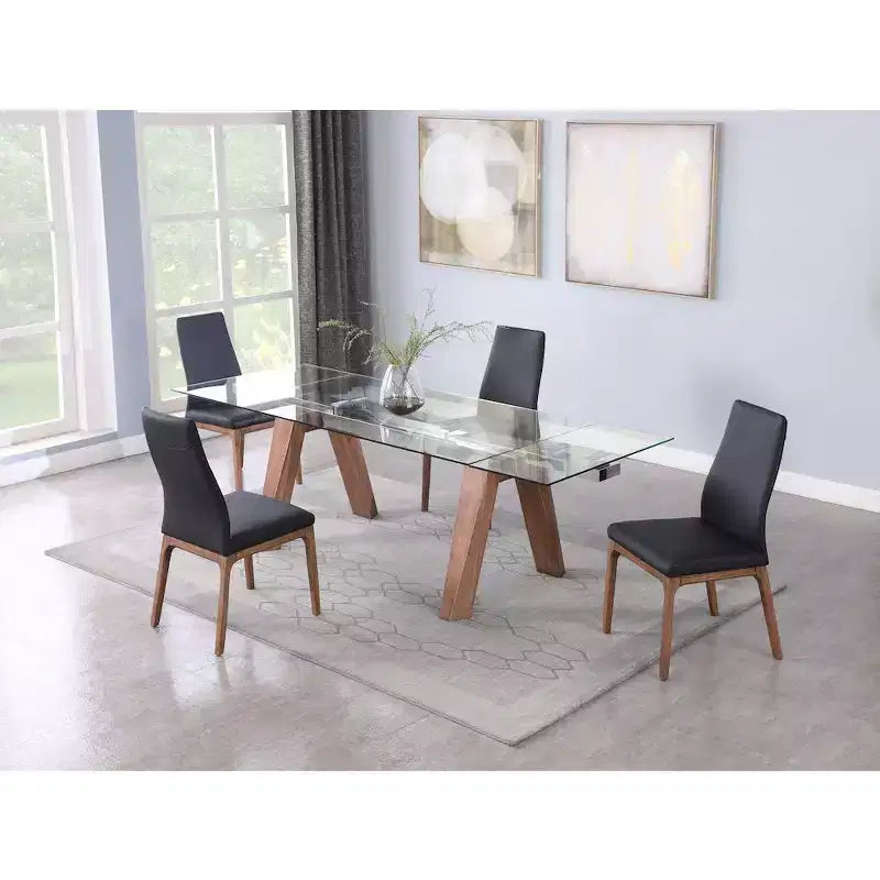 Chintaly, Chaise latérale rembourrée avec dossier à contour moderne et base en bois massif - 2 par boîte